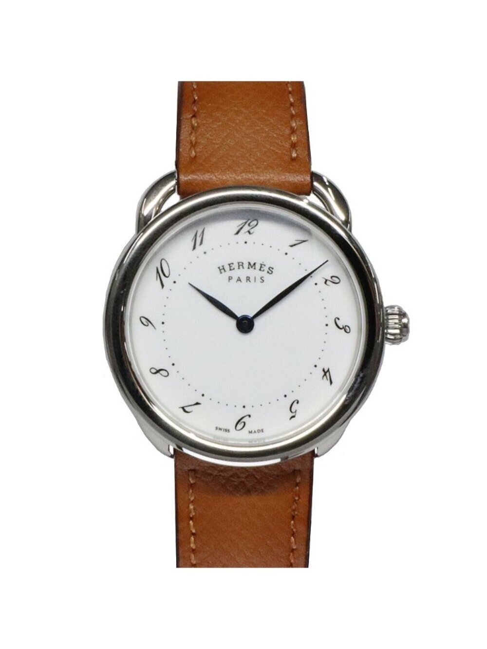 Hermes Arceau 36 White SS Leather Quartz Watch